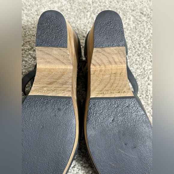 Free People Cedar Leather Buckle Platform Wood Clogs Black Leather 37 Black - Picture 9 of 11